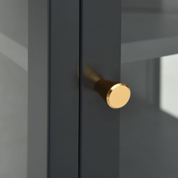 Бюфет, антрацит, 38x35x70 см, стомана и стъкло