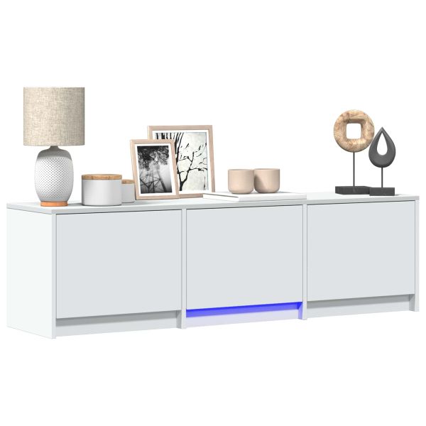 TV шкаф с LED Бял 140 x 34 x 40 см Инженерен дървен материал