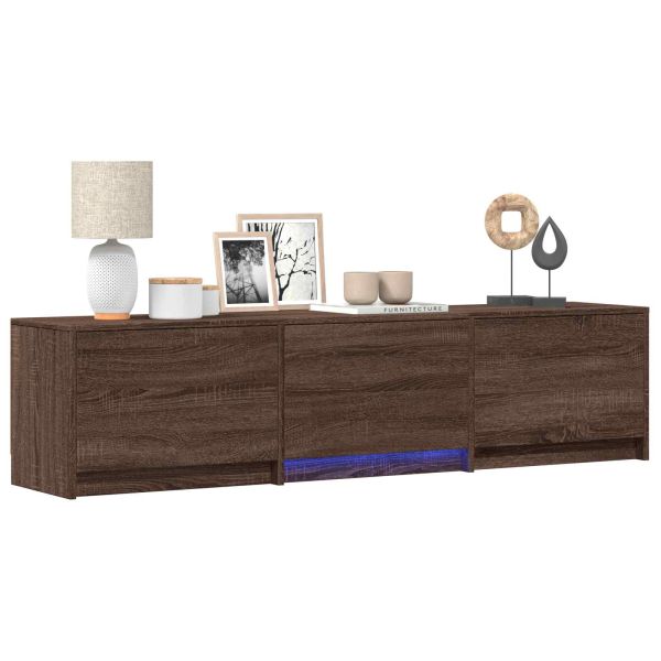 TV шкаф с LED с LED с чекмедже Кафяв дъб 165 x 34 x 40 см