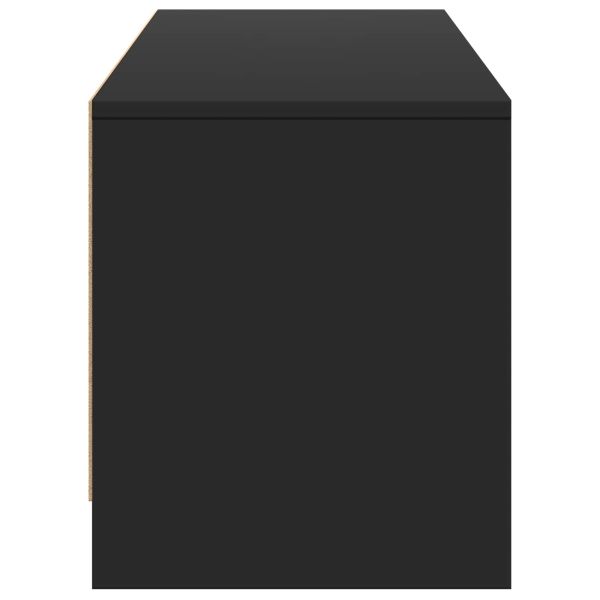 TV шкаф с LED Черен 165 x 34 x 40 см Инженерен дървен материал