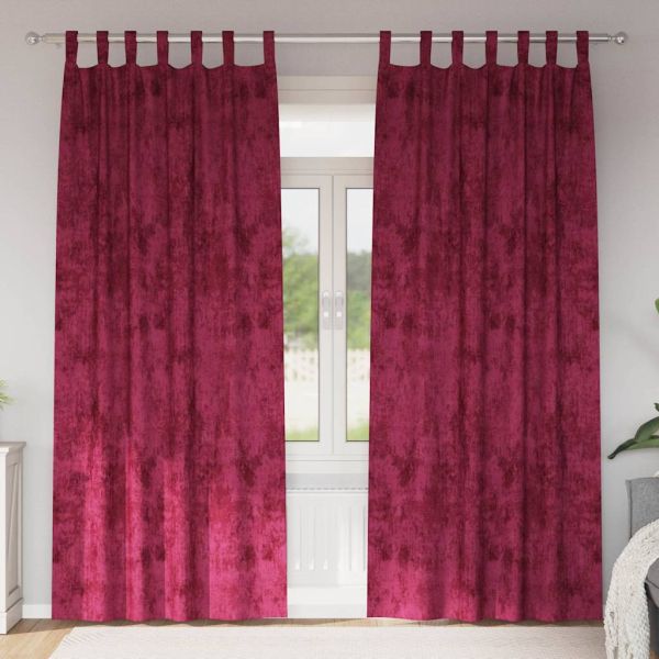 Кадифени завеси С завеси 2 pcs виненочервен 225 x 140 см Кадифе