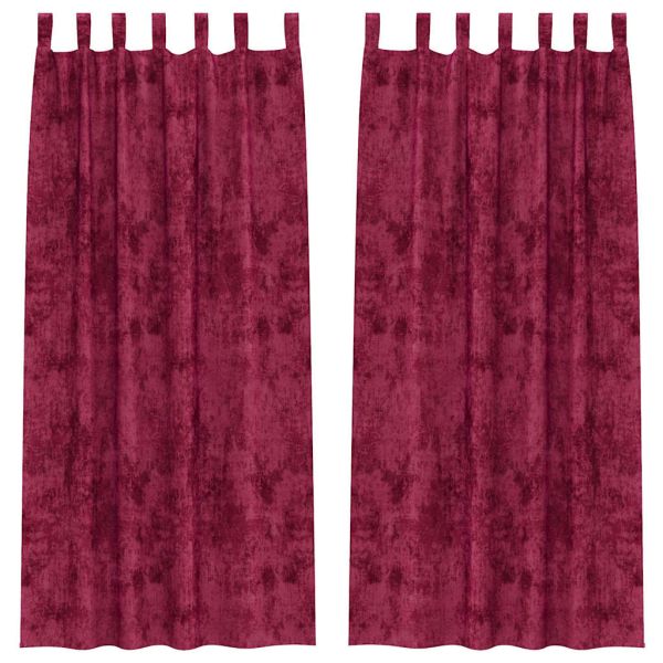 Кадифени завеси С завеси 2 pcs виненочервен 225 x 140 см Кадифе