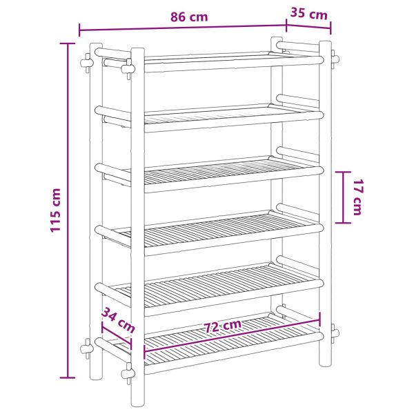 Шкаф за обувки с рафт Натурално 6-етажен Бамбук