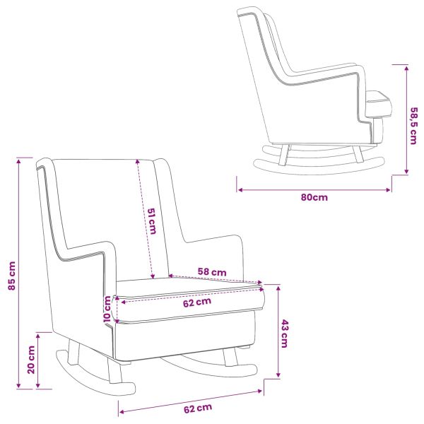 Люлеещ се стол Тъмен сив 62 x 80 x 85 см текстил