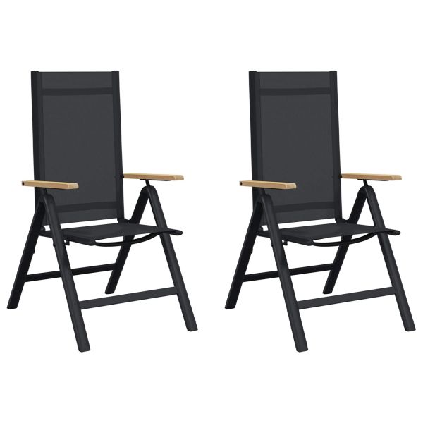 Лежанки за градина 2 pcs Черен 58 x 73 x 111,5 см Textilene