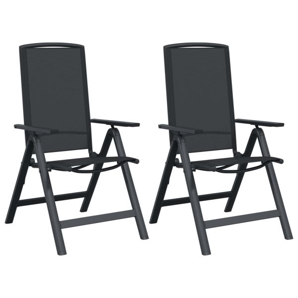 Лежанки за градина 2 pcs Черно 58 x 71 x 112 см Textilene