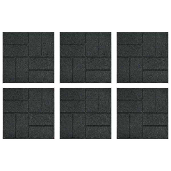 Стъпаловиден камък 6 pcs Черен 40,5 x 40,5 x 2 см Каучук
