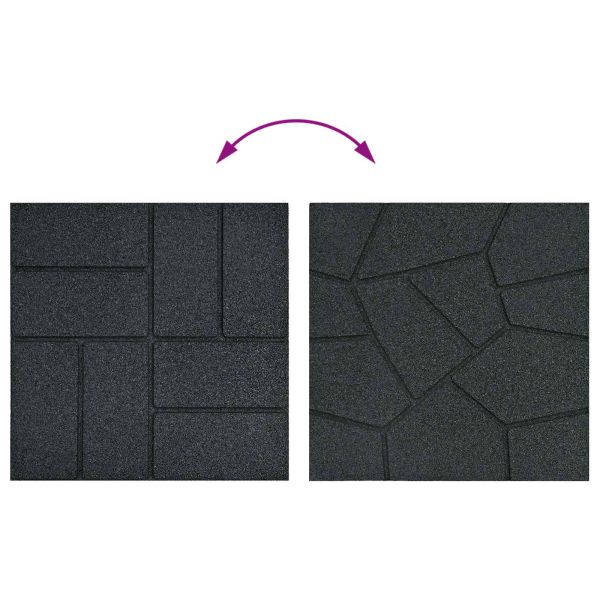 Стъпаловиден камък 6 pcs Черен 40,5 x 40,5 x 2 см Каучук