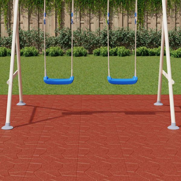 Стъпаловиден камък 6 pcs Червено 40,5 x 40,5 x 2 см Каучук