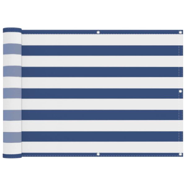 Балконен екран Синьо и бяло 75 x 200 cm PU покрит оксфорд алу