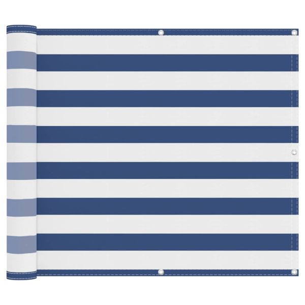 Балконен екран Синьо и бяло 90 x 200 cm PU покрит оксфорд алу