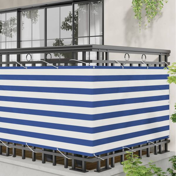 Балконен екран Синьо и бяло 100 x 400 cm Оксфордска тъкан