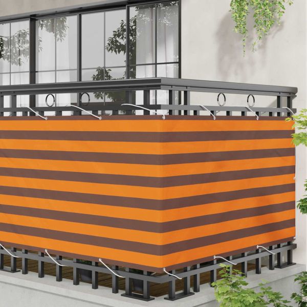 Балконен екран Оранжево и кафяво 100 x 300 cm Оксфордска тъкан