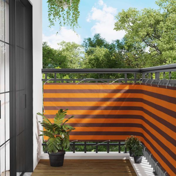 Балконен екран Оранжево и кафяво 100 x 600 cm Оксфордска тъкан