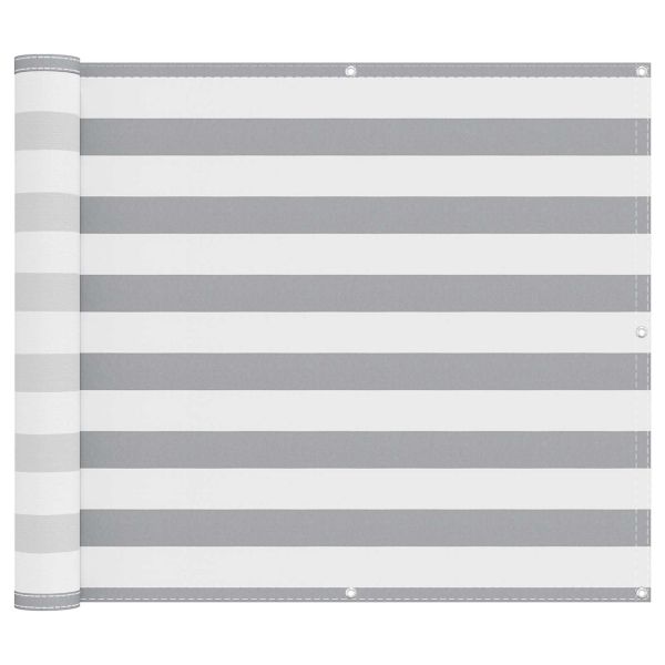 Балконен екран Светлосив и бял 100 x 500 cm Оксфордска тъкан