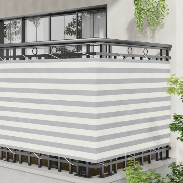 Балконен екран Светлосив и бял 120 x 600 cm