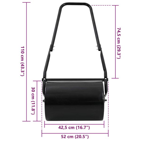 Градински ролер за тревни площи Черно 110 x 52 см Желязо