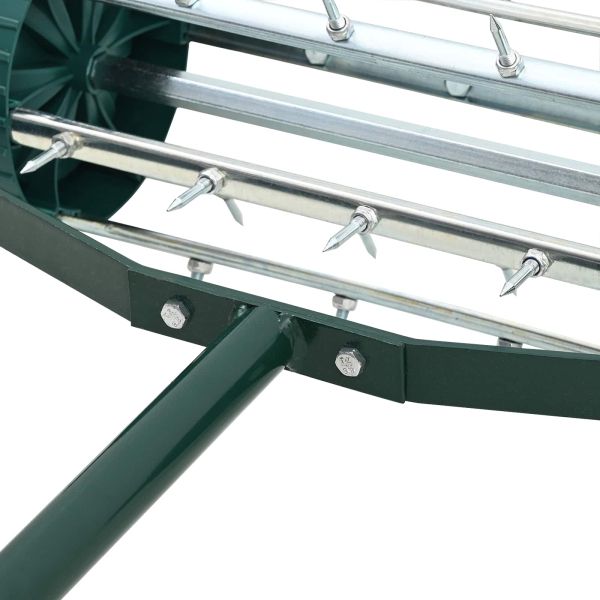 Валяк за трева с дръжка и клипси за аератор Зелен 127,5 x 44 см