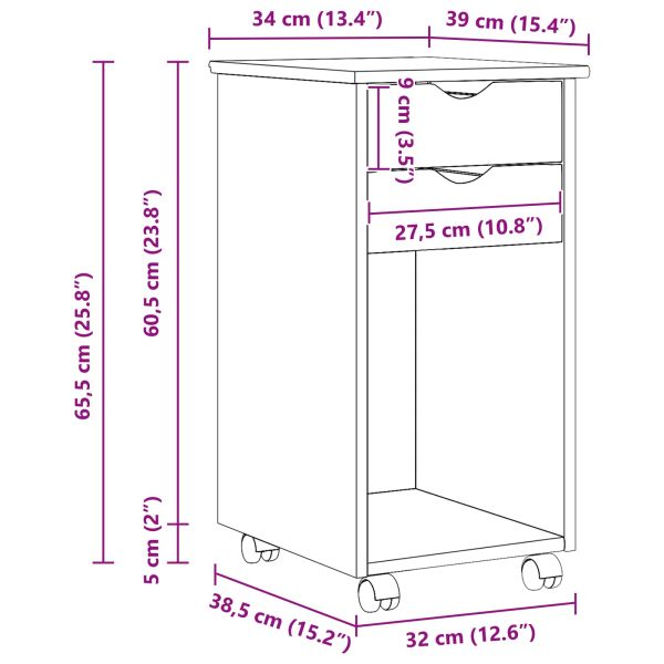 Плъзгащ кабинет Кафяво 34 x 39 x 65,5 cm Масивна боровина