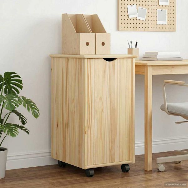 Плъзгащ кабинет с колело Кафяво 34 x 39 x 65,5 cm Солиден бор