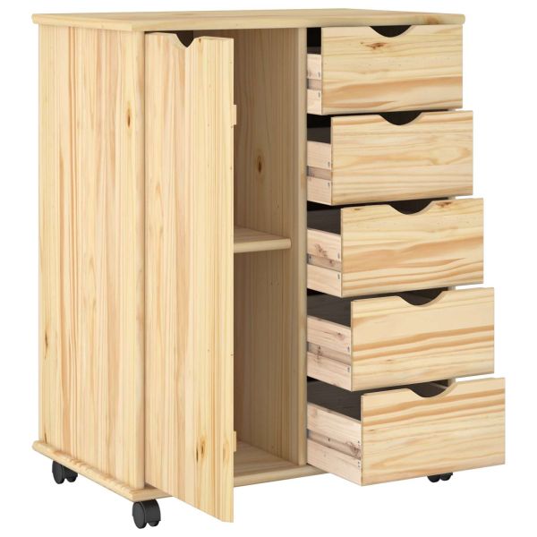 Плъзгащ кабинет с колело Кафяво 63,5 x 39 x 79 см Солиден бор