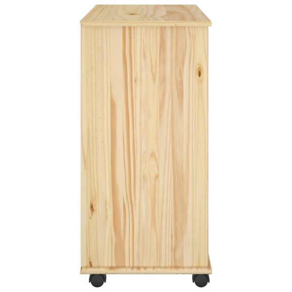 Плъзгащ кабинет с колело Кафяво 63,5 x 39 x 79 см Солиден бор