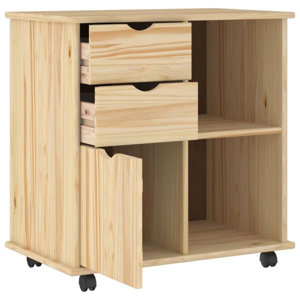 Плъзгащ кабинет с колело Кафяво 63,5 x 39 x 65,5 см Солиден бор