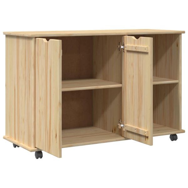 Плъзгащ кабинет с колело Кафяво 100 x 39 x 65,5 см Солиден бор