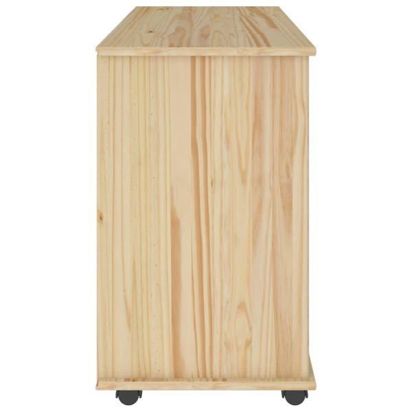 Плъзгащ кабинет с колело Кафяво 100 x 39 x 65,5 см Солиден бор