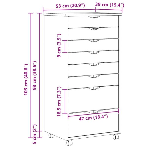 Ролков шкаф с чекмеджета с колело MOSS Ясна лакова покривка