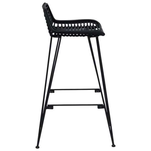 Бар стол 2 pcs Черен 44 x 46 x 91 см Ратан и стомана