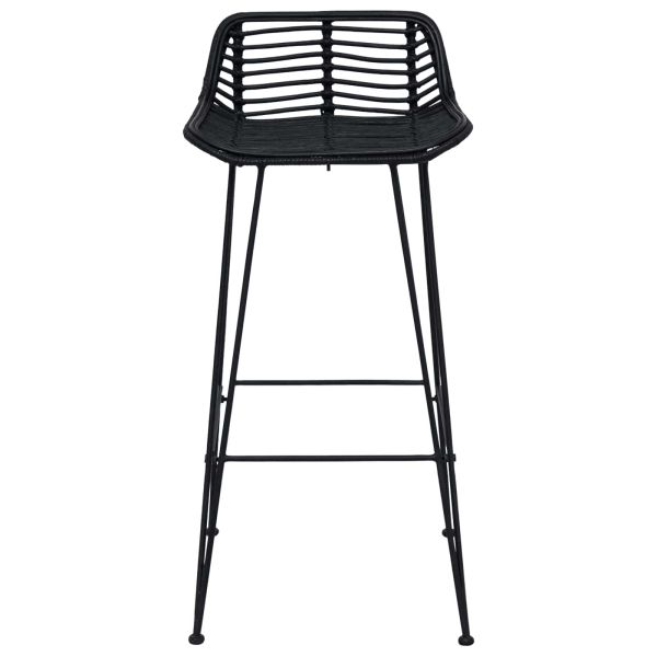 Бар стол 2 pcs Черен 44 x 46 x 91 см Ратан и стомана