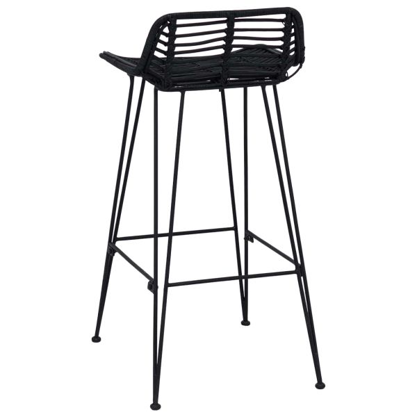 Бар стол 2 pcs Черен 44 x 46 x 91 см Ратан и стомана