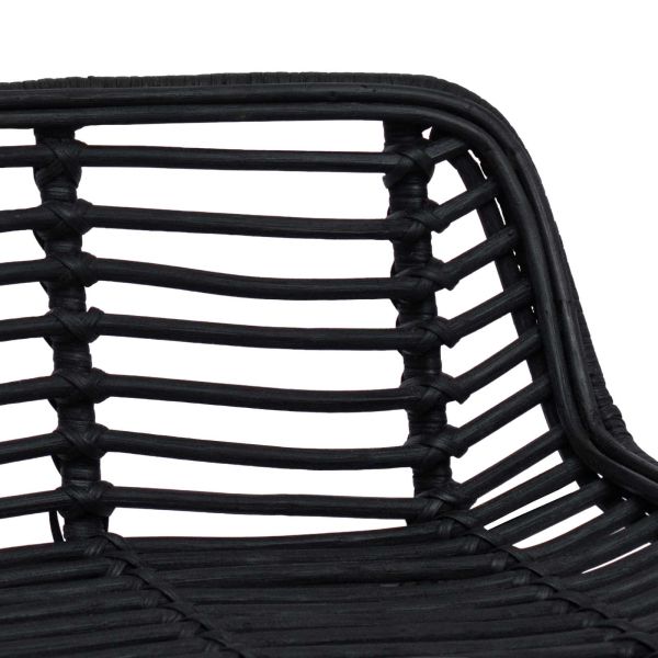 Бар стол 2 pcs Черен 44 x 46 x 91 см Ратан и стомана