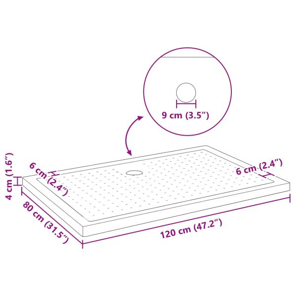 Основен трей за душ с точки Черен 120 x 80 x 4 см ABS