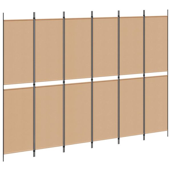 Делител за стая с 6 панела Бежово 300 x 220 cm Текстил