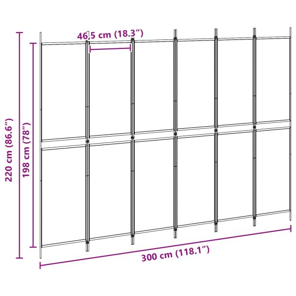 Делител за стая с 6 панела Бежово 300 x 220 cm Текстил
