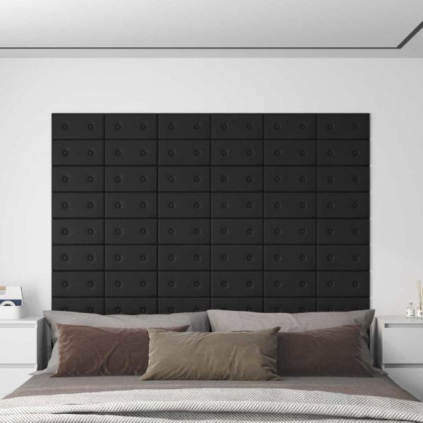 Стенно табло за легло 12 pcs Черен 30 x 15 cm Изкуствена
