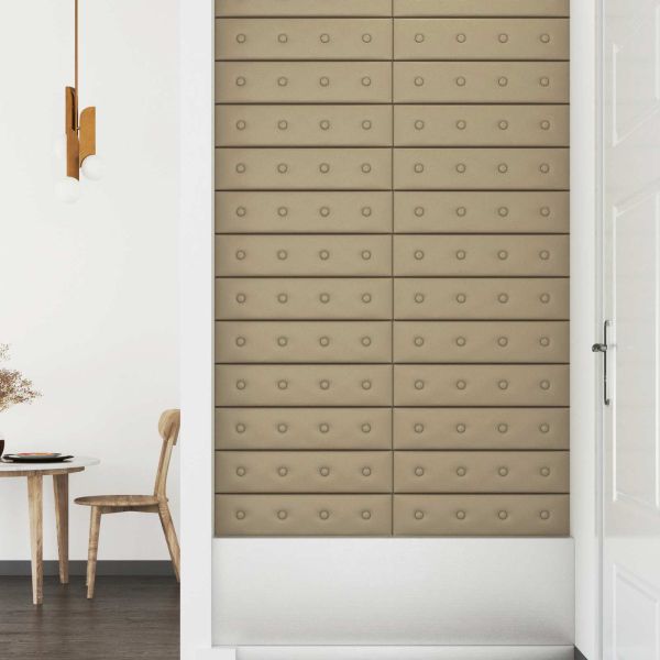 Стенно табло за легло 12 pcs Капучино 60 x 15 cm Изкуствена