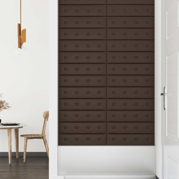 Стенно табло за легло 12 pcs Кафяво 60 x 15 cm Изкуствена