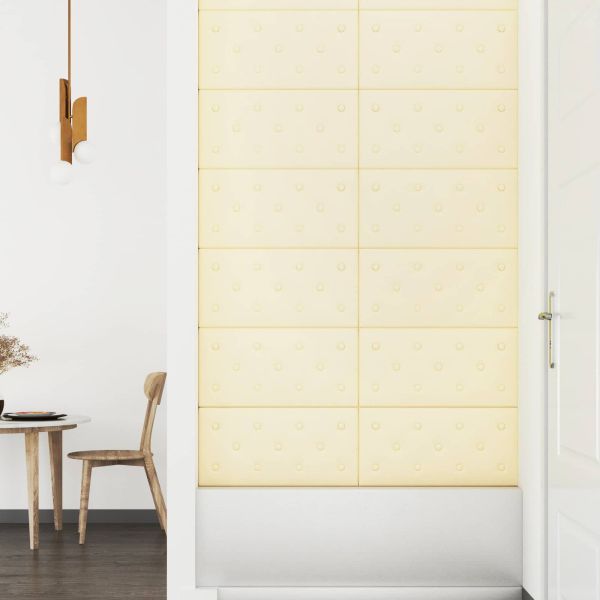 Стенно табло за легло 12 pcs Крем 60 x 30 cm Изкуствена