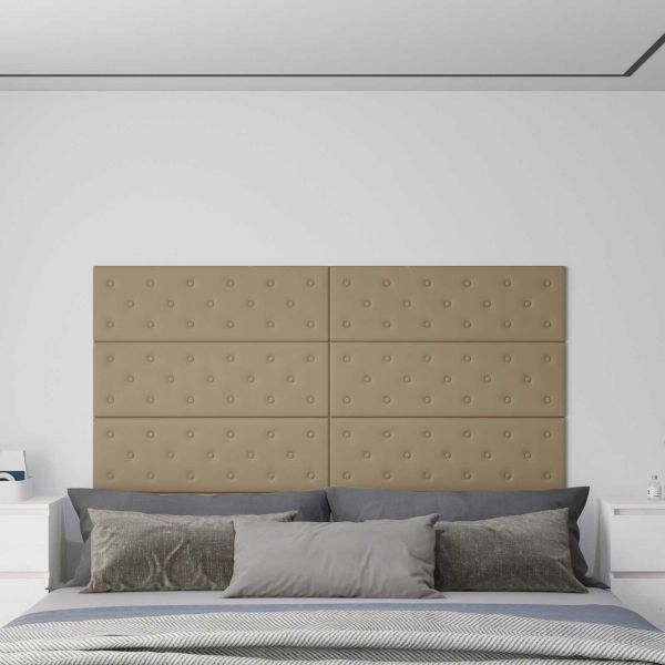 Стенно табло за легло 12 pcs Капучино 90 x 30 cm Изкуствена