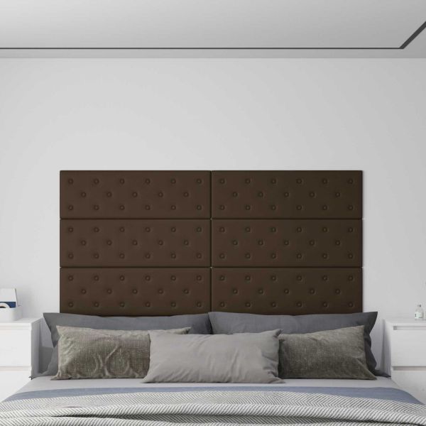 Стенно табло за легло 12 pcs Кафяво 90 x 30 cm Изкуствена
