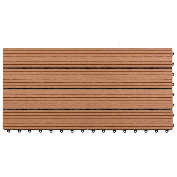 Плочка за decking 6 pcs Кафяво 60 x 30 cm WPC