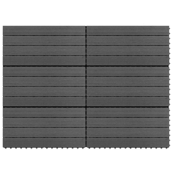 Плочка за decking 6 pcs Сив 60 x 30 cm WPC