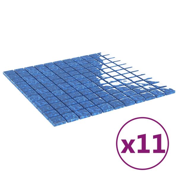 Мозайка плочка 11 pcs Синьо 50 x 50 cm Стъкло