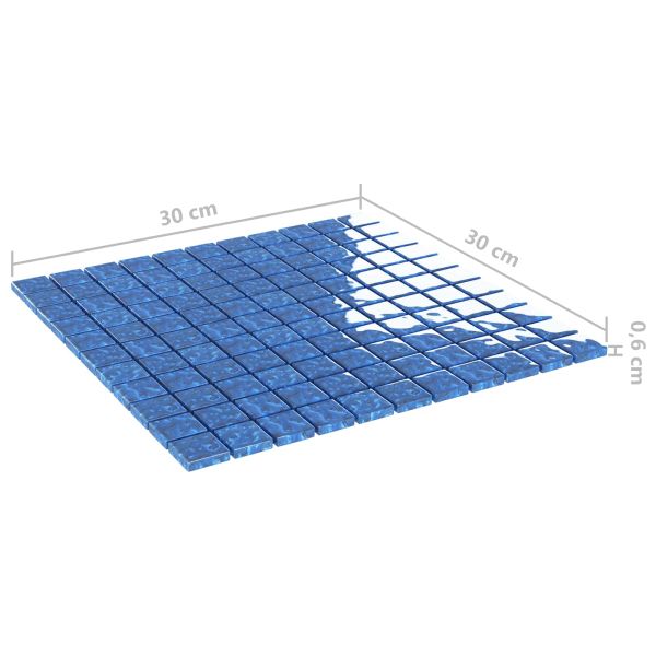 Мозайка плочка 11 pcs Синьо 50 x 50 cm Стъкло