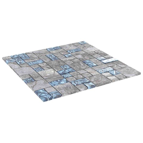 Мозайка плочка 22 pcs Сив и син 50 x 50 cm Стъкло