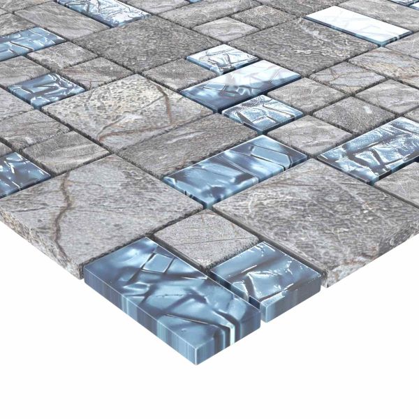 Мозайка плочка 22 pcs Сив и син 50 x 50 cm Стъкло
