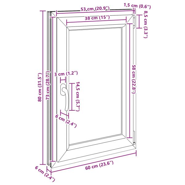 Прозорец за мазе RISOR 60 x 80 cm PVC и стъкло Антрацит